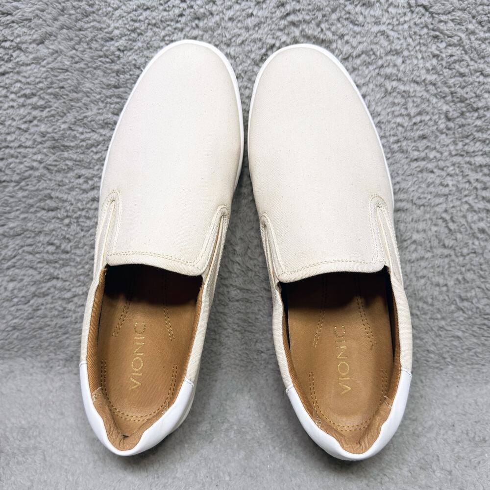 Vionic Brody Mens Size 11.5 Slip-On Sneakers‎ Shoes Beige Canvas - Picture 5 of 9